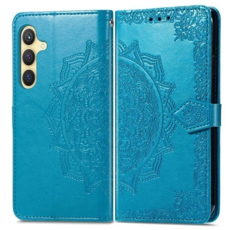 Чехол-книжка Mandala Embossing Pattern на Samsung Galaxy S25 Plus 5G - синий