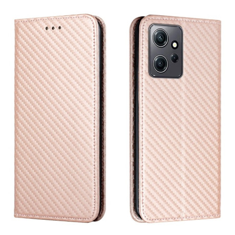 Чехол-книжки Carbon Fiber для Xiaomi Redmi Note 12 4G - розовое золото
