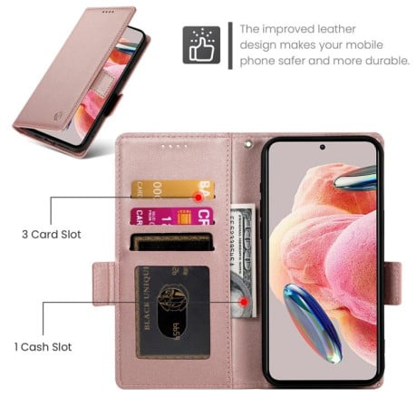 Чехол-книжка Side Buckle Magnetic Frosted Leather на Xiaomi Redmi 15 5G / 4G EU 171mm - розовое золото