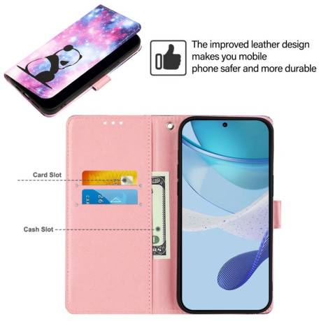Чехол-книжка Colored Drawing Pattern Plain Weave Leather для Samsung Galaxy A56 5G - Panda