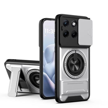 Протиударний чохол Lens Sliding Window Multifunctional Magnetic Shockproof зі шторкою камери на Motorola Edge 70 Fusion 5G — титаново-сірий