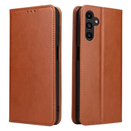 Кожаный чехол-книжка Fierre Shann Genuine leather  для Samsung Galaxy A35 5G - коричневый