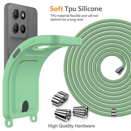 Силіконовий чохол Integrated Card Bag Solid Color Liquid Silicone на Motorola Moto G15/G15 Power 4G - зелений