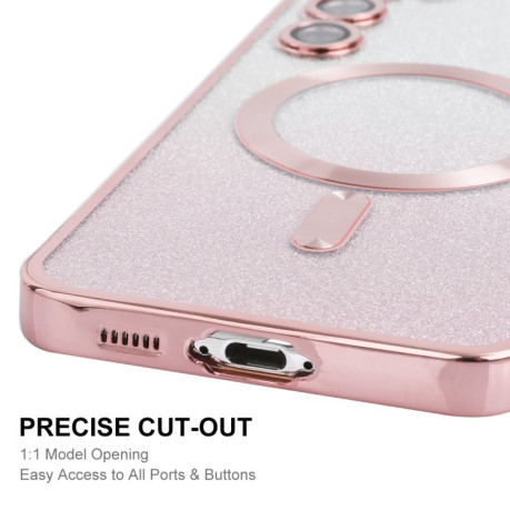 Протиударний чохол ENKAY Hat-Prince Magnetic Glitter Plated для Samsung Galaxy S25+ 5G - рожевий