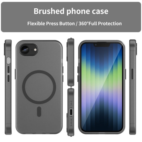 Противоударный чехол MagSafe Frosted Translucent TPU + PC для iPhone 16e - черный