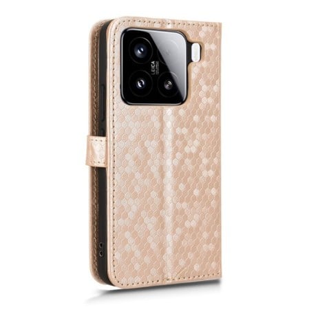 Чехол-книжка Honeycomb Dot для Xiaomi 15 Pro - золотой