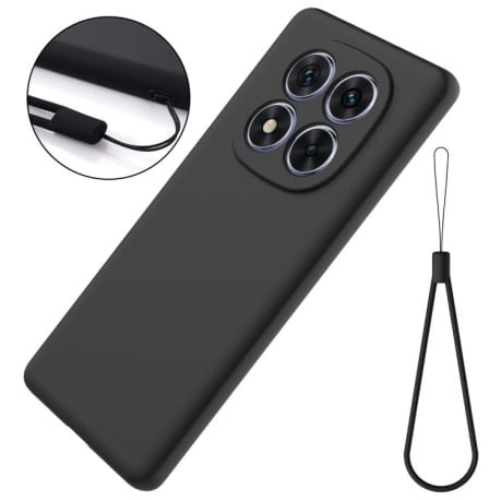 Силиконовый чехол Solid Color Liquid Silicone на Xiaomi Redmi Note 14 Pro 4G - черный