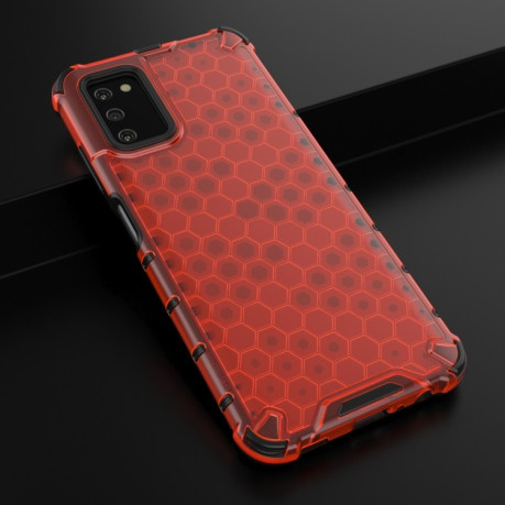 Противоударный чехол Honeycomb на Samsung Galaxy A03s - красный