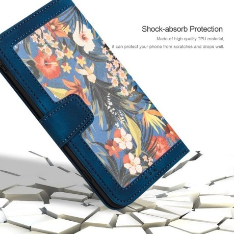 Чехол-книжка Floral Pattern Leather для Samsung Galaxy A56 5G - синий