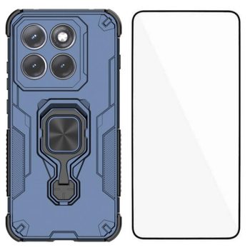 Чохол Wanlonfeng з металевою підставкою та плівкою на Motorola Edge 70 Pro 5G — синій