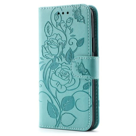 Чехол-книжка Rose Butterfly Embossed Leather для Realme 14 Pro+ - зелений
