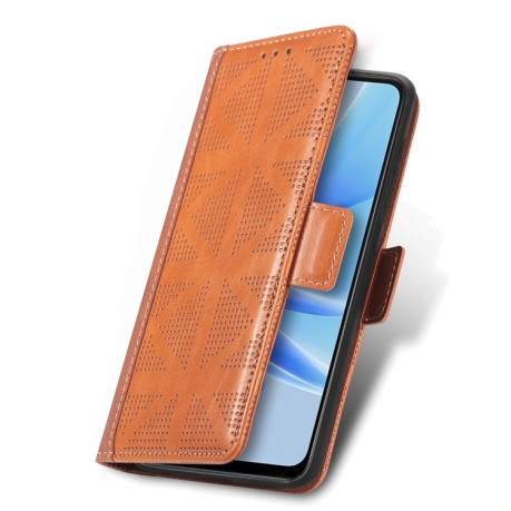 Чохол-книжка Grid Leather для OPPO A17 - коричневий