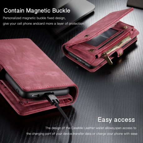 Чохол-гаманець CaseMe 008 Series Zipper Style на Samsung Galaxy S21 - червоний