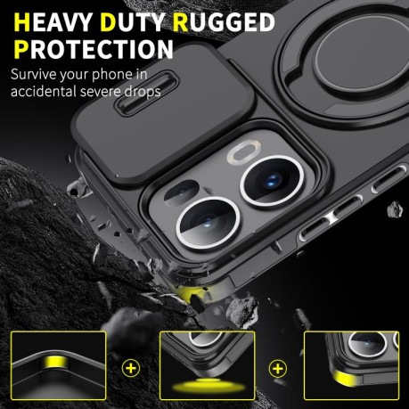 Противоударный чехол Sliding Camshield Ring Holder для OPPO Reno13 Pro 5G Global - розовый