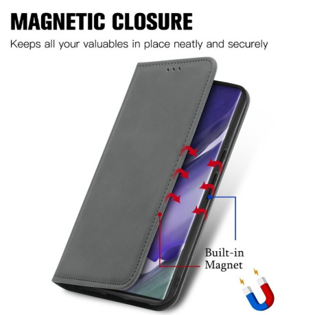 Чехол-книжка Retro Skin Feel Business Magnetic на Samsung Galaxy S22 Ultra 5G - серый