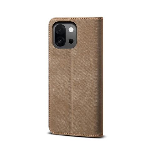 Чехол книжка Denim Texture Casual Style на OnePlus 13T - хаки