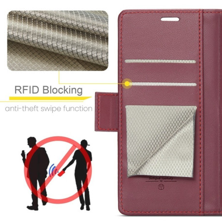Чехол-книжка CaseMe 023 Butterfly Buckle Litchi Texture RFID Anti-theft Leather для Samsung Galaxy S24 FE 5G - красный