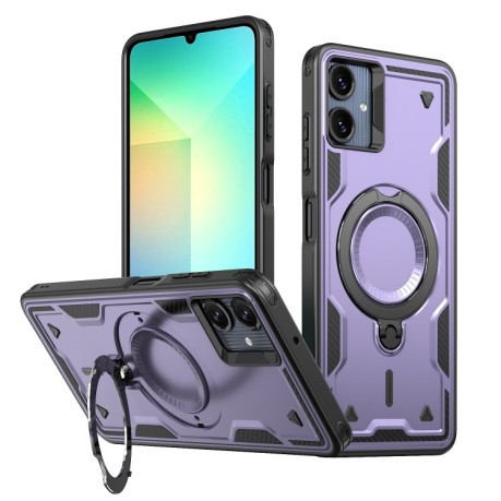 Противоударный чехол MagSafe Holder Armor PC Hybrid для Samsung Galaxy A06 4G - фиолетовый