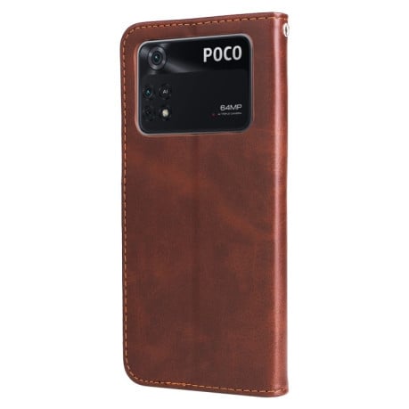 Чехол-книжка Fashion Calf Texture для Xiaomi Poco M4 Pro 4G - коричневый