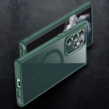 Противоударный чехол Acrylic PC MagSafe Magnetic(без защиты камеры) для Samsung Galaxy S23 Ultra 5G - зеленый