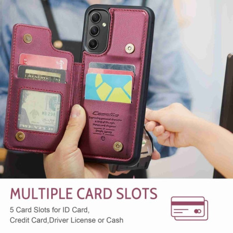 Чехол CaseMe C22 Card Slots Holder RFID Anti-theft для Samsung Galaxy A54 5G - винно-красный