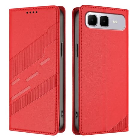 Чехол-книжка с фактурой Multi-functional Wallet Retro на Infinix Smart 10 Plus 4G - красный
