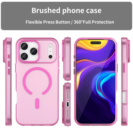 Противоударный чехол MagSafe Frosted Translucent TPU + PC для iPhone 17 Pro Max - розовый