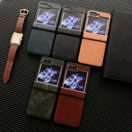 Противоударный чехол Crazy Horse Texture Hinge для Samsung Galaxy Flip 5 - красный