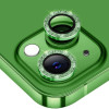 Защитное стекло на камеру для ENKAY Hat-Prince Glitter Rear Lens Aluminium для iPhone 15 / 15 Plus - зеленое