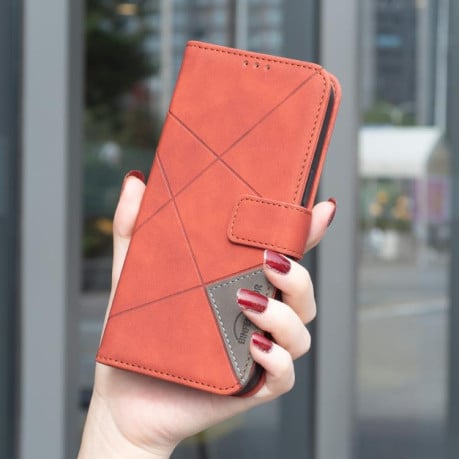 Чехол-книжка Rhombus Texture для Xiaomi Poco F7 5G - коричневый