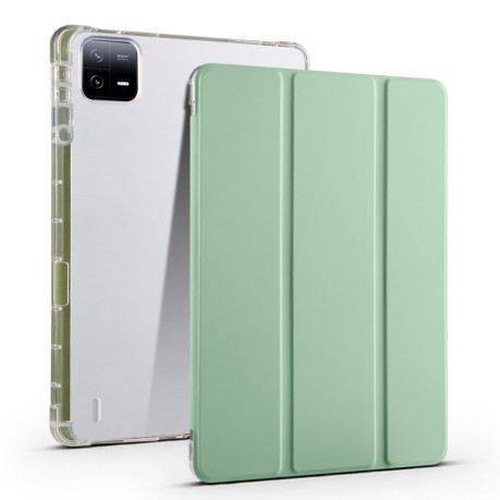 Чехол-книжка 3-fold Clear TPU Smart Leather для Xiaomi Pad 7 / 7 Pro - зеленый