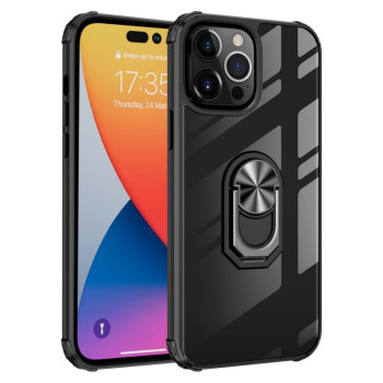 Протиударний чохол Acrylic Ring Holder на iPhone 14 Pro Max - чорно-сріблястий
