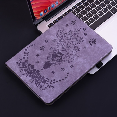 Чехол-книжка Butterfly Rose Embossed для Xiaomi Pad 7 / Pad 7 Pro - фиолетовый