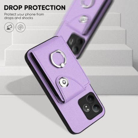 Противоударный чехол Organ Card Bag Ring Holde для Realme GT Neo6 / GT 6T 5G - фиолетовый