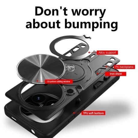 Чохол протиударний CD Texture Sliding Camshield Magnetic Holder на Xiaomi Redmi Note 14 Pro+ 5G - червоний