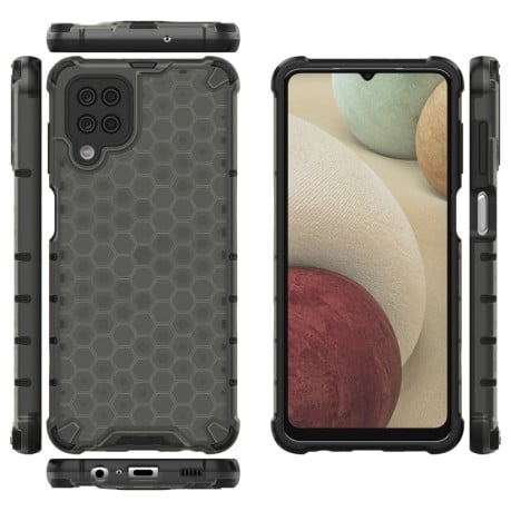 Противоударный чехол Honeycomb на Samsung Galaxy A12 - черный