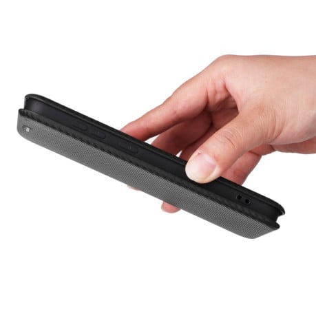 Чехол-книжка Carbon Fiber Texture на Samsung Galaxy S25 5G - черный