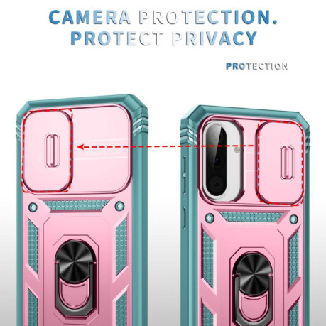 Противоударный чехол Sliding Camshield для Samsung Galaxy A56 5G - Pink+Green
