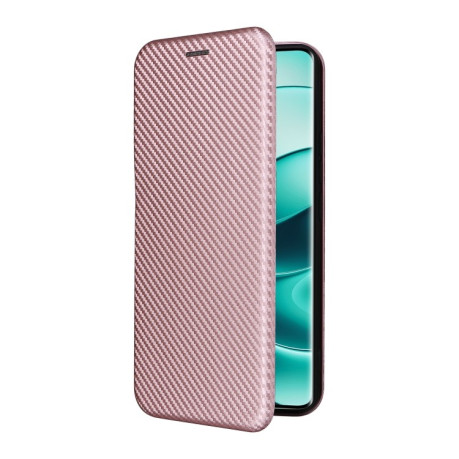 Чехол-книжка Carbon Fiber Texture на Xiaomi Redmi Note 14 Pro 4G Global - розовый