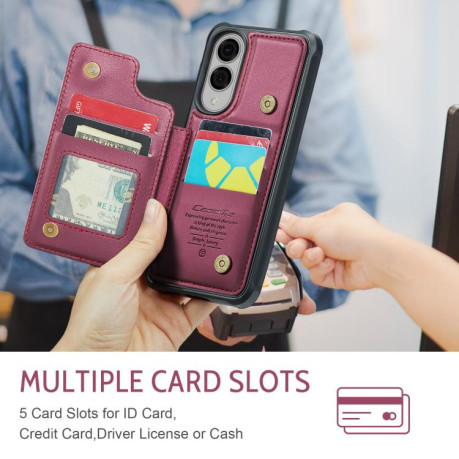Чохол CaseMe C22 Card Slots Holder RFID Anti-theft для Samsung Galaxy S25 Edge 5G - червоний