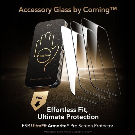 Защитное стекло ESR UltraFit Armorite Pro Tempered Glass на iPhone 16 Pro / 17 - Transparent