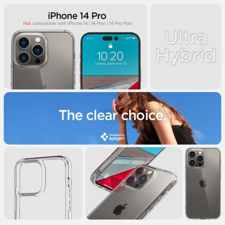 Оригинальный чехол Spigen Ultra Hybrid для iPhone 14 Pro - Crystal Clear