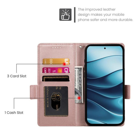 Чехол-книжка Side Buckle Magnetic Frosted Leather для Xiaomi Redmi Note 14 4G 164.84mm - золото