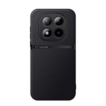Чехол Litchi Leather Magnetic Full Coverage Shockproof на Poco 8 Pro/Redmi Note 15 Pro+ — черный