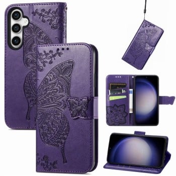 Чохол-книжка Butterfly Love Flower Embossed для Samsung Galaxy S23 FE 5G - фіолетовий