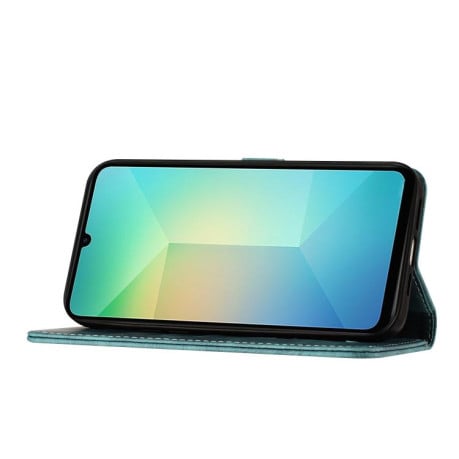 Чехол-книжка с тиснением Butterfly Cat мягкая фактура с магнитным хлястиком на Samsung Galaxy A07 4G / A06 4G - голубой