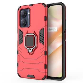Противоударный чехол Magnetic Ring с подставкой на Realme C33 4G - красный