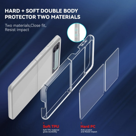 Противоударный чехол Simple Clear Crystal для Samsung Galaxy Z Flip3 5G - прозрачный