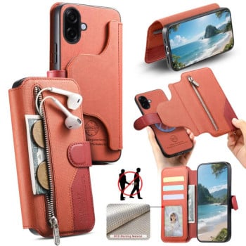 Чохол-книжка Twill Fabric з MagSafe RFID+кишенька на карт на Samsung Galaxy A07 4G / 5G - помаранчевий