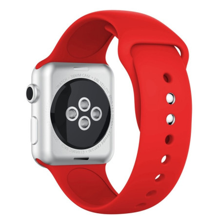 Спортивный ремешок Double Rivets Silicone Watch Band на Apple Watch Series 3 &amp; 2 &amp; 1 38mm -красный